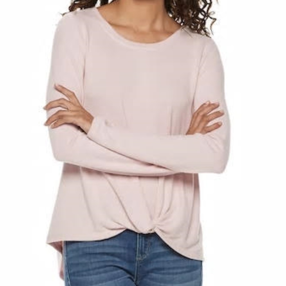 NWT Juniors' SO® Twist Front Hatchi Cozy Top/Blush